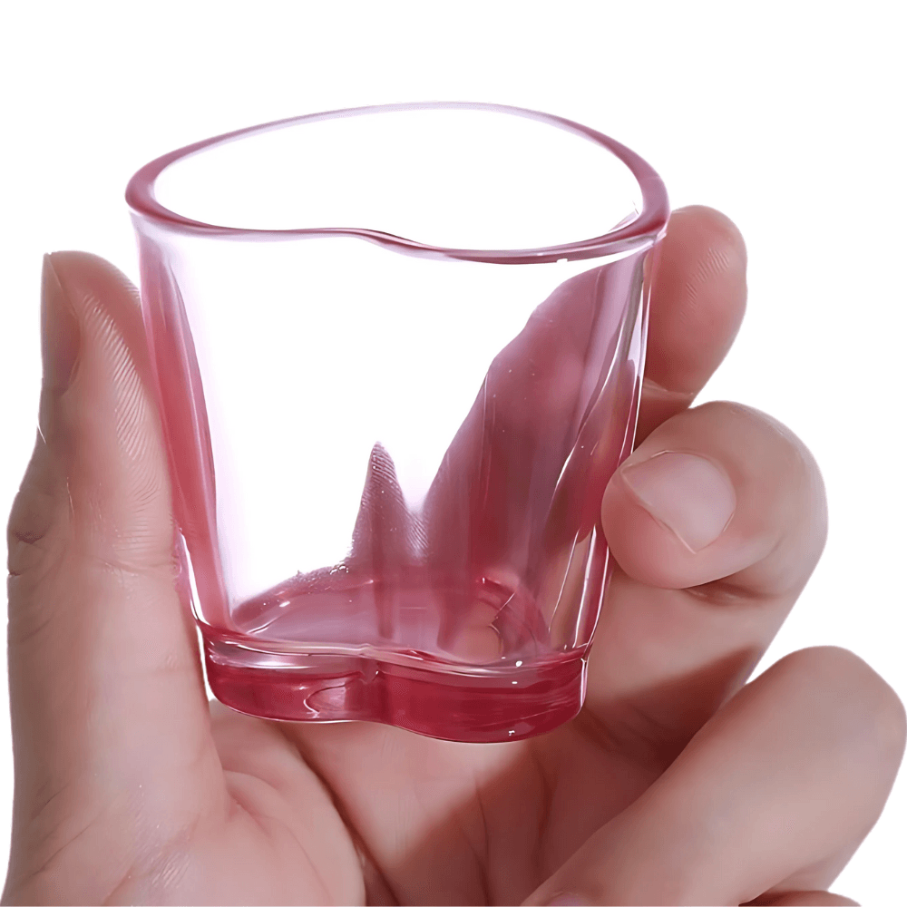 Transparent Shot Glasses Set - Elegant Heart-Shaped Design - Mineral Mug