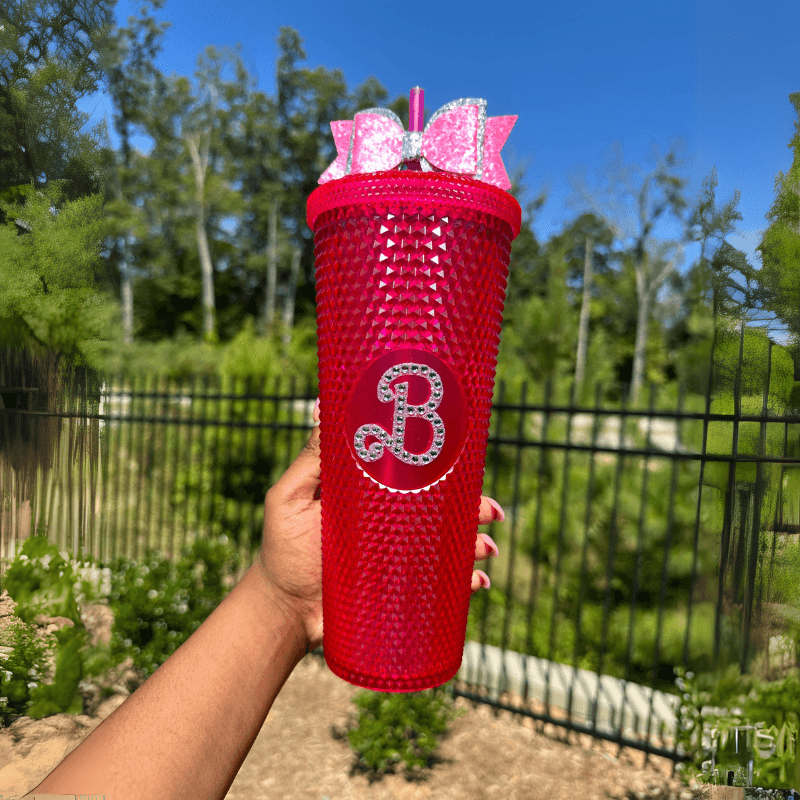 24Oz Studded Textured Tumbler With Straw And Decorative Bow - Mineral Mug