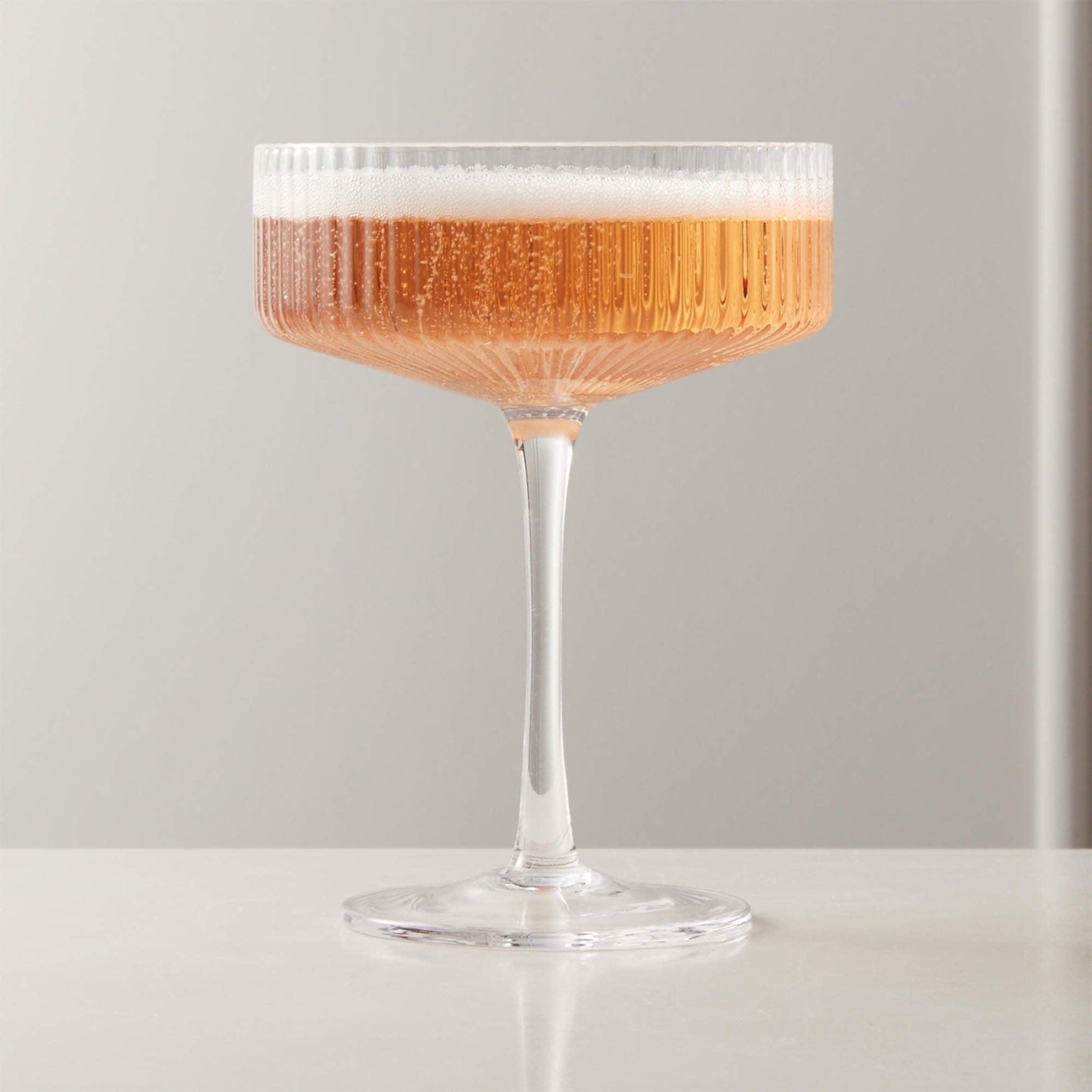 Textured Cocktail Glasses Set - Coupe Design with Optic Texture - Mineral Mug