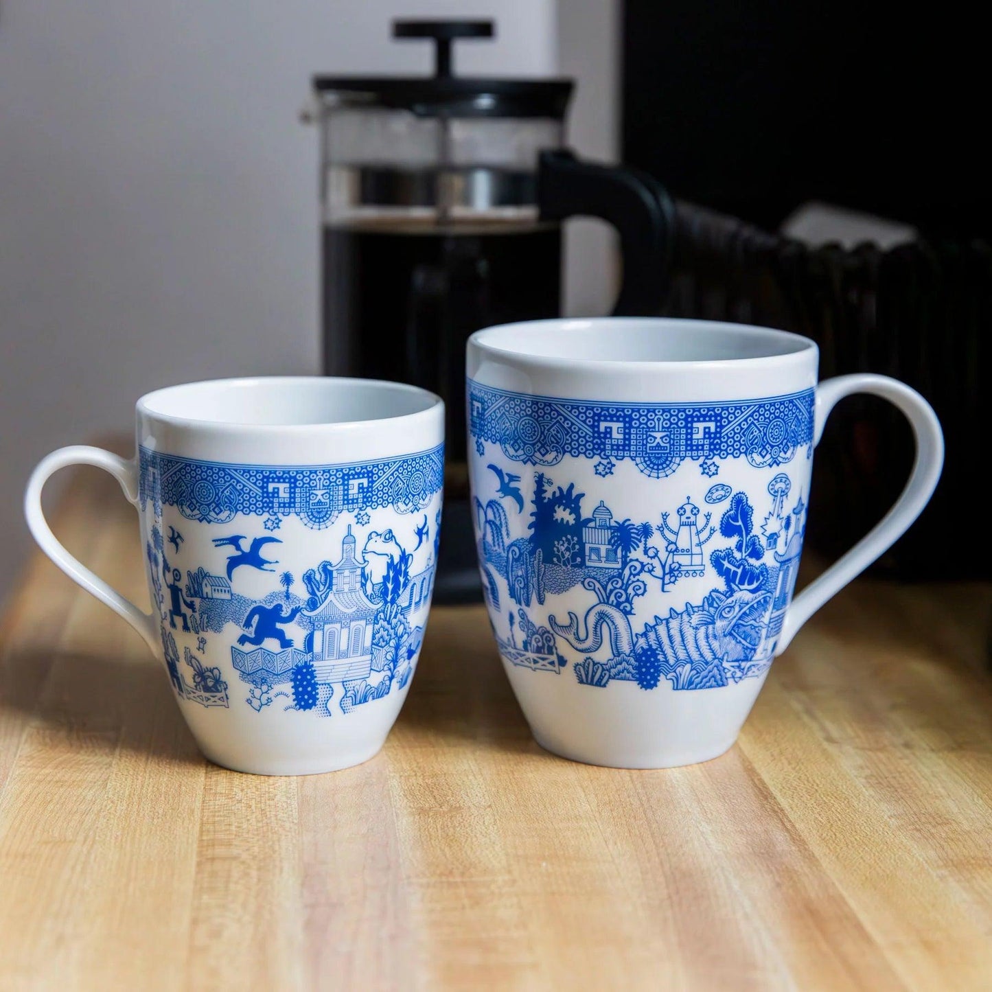 Blue Willow Patterned Mug - Ceramic Vintage Coffee Mug - Mineral Mug