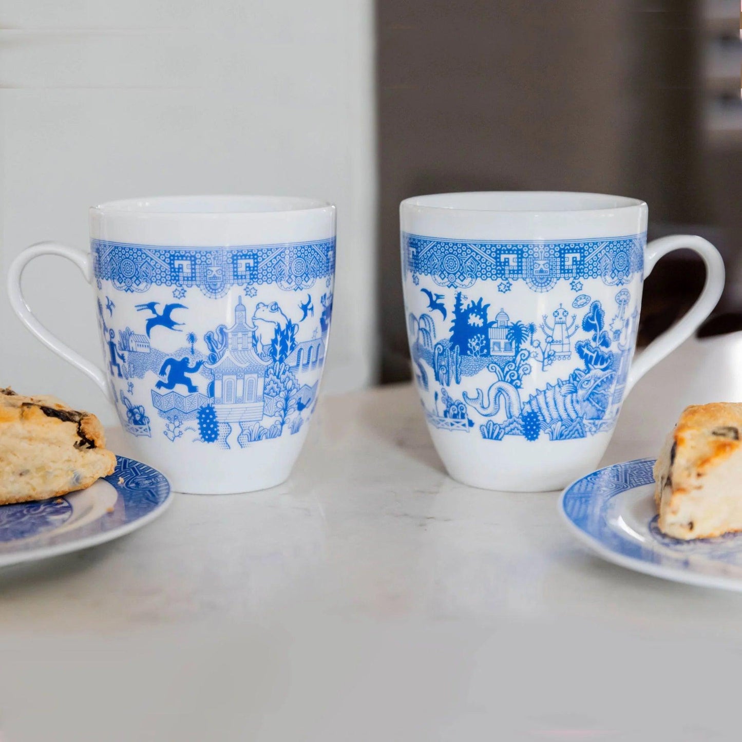 Blue Willow Patterned Mug - Ceramic Vintage Coffee Mug - Mineral Mug