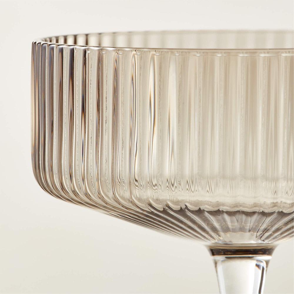 Textured Cocktail Glasses Set - Coupe Design with Optic Texture - Mineral Mug