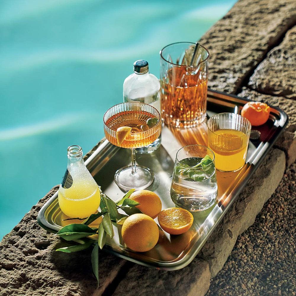 Textured Cocktail Glasses Set - Coupe Design with Optic Texture - Mineral Mug
