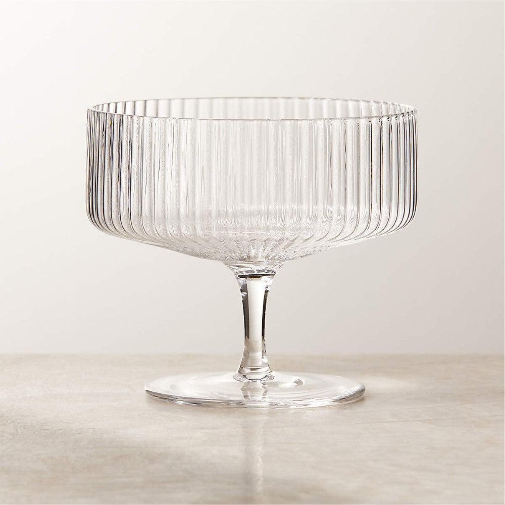 Textured Cocktail Glasses Set - Coupe Design with Optic Texture - Mineral Mug