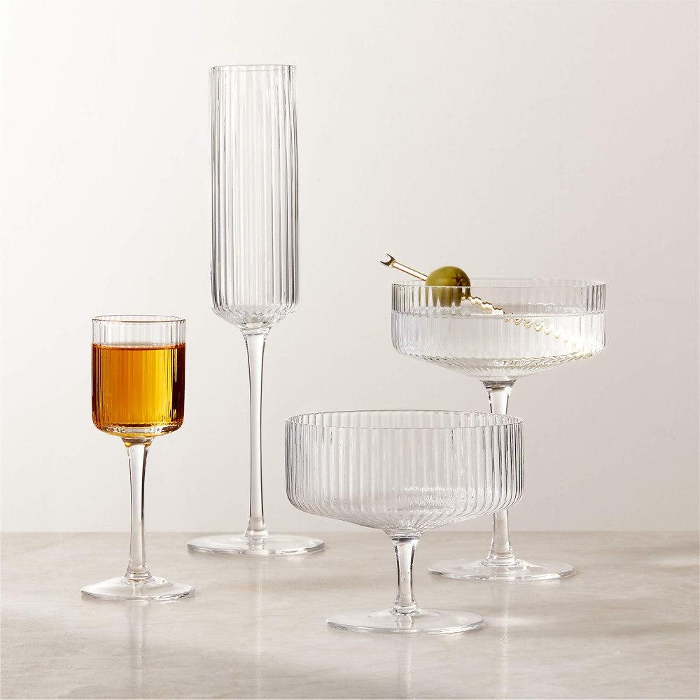 Textured Cocktail Glasses Set - Coupe Design with Optic Texture - Mineral Mug
