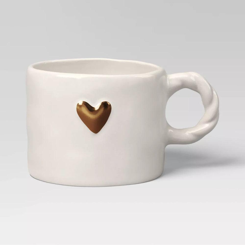 Stoneware Gold Embossed Mug - Cordate And Twisted Handle - Mineral Mug