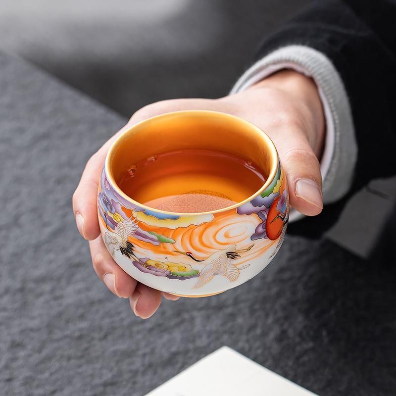 Handcrafted Ceramic Tea Cup With Wide Brim - Mineral Mug