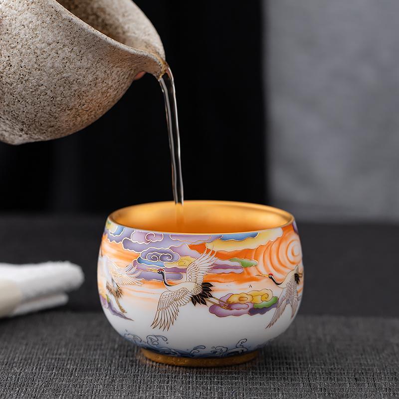 Handcrafted Ceramic Tea Cup With Wide Brim - Mineral Mug