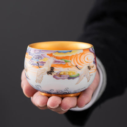 Handcrafted Ceramic Tea Cup With Wide Brim - Mineral Mug