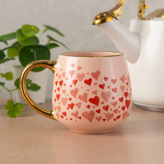 Radiant Cordate Ceramic Mug With Gold Handle - Mineral Mug