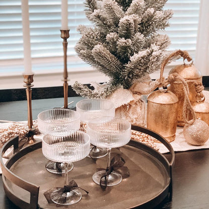 Textured Cocktail Glasses Set - Coupe Design with Optic Texture - Mineral Mug