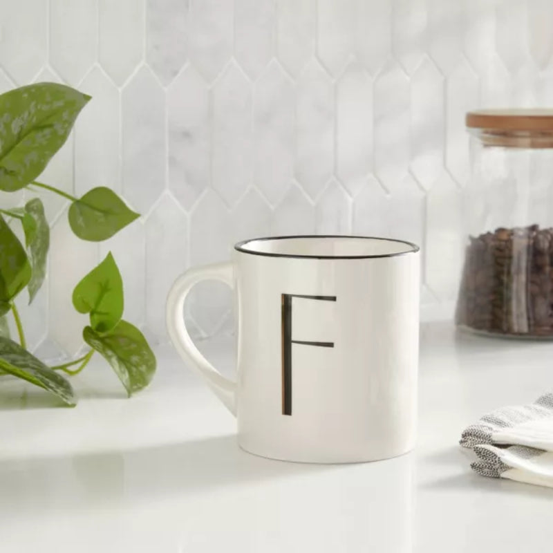 Personalized 16oz Stoneware Monogram Mug – Elegant Drinkware for Coffee & Tea