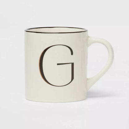 Personalized 16oz Stoneware Monogram Mug – Elegant Drinkware for Coffee & Tea