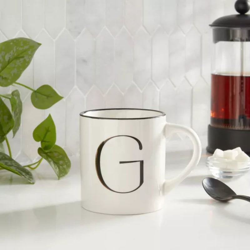 Personalized 16oz Stoneware Monogram Mug – Elegant Drinkware for Coffee & Tea