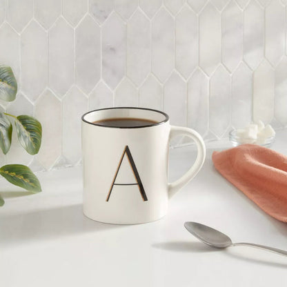 Personalized 16oz Stoneware Monogram Mug – Elegant Drinkware for Coffee & Tea