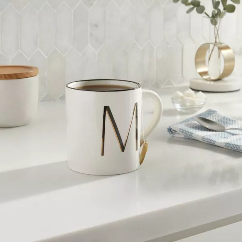 Personalized 16oz Stoneware Monogram Mug – Elegant Drinkware for Coffee & Tea