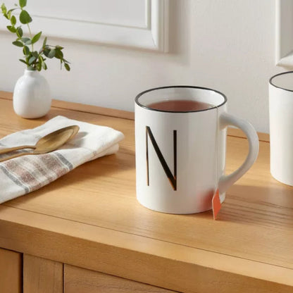 Personalized 16oz Stoneware Monogram Mug – Elegant Drinkware for Coffee & Tea