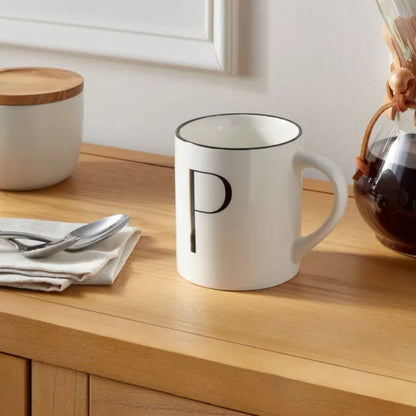 Personalized 16oz Stoneware Monogram Mug – Elegant Drinkware for Coffee & Tea