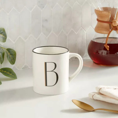 Personalized 16oz Stoneware Monogram Mug – Elegant Drinkware for Coffee & Tea