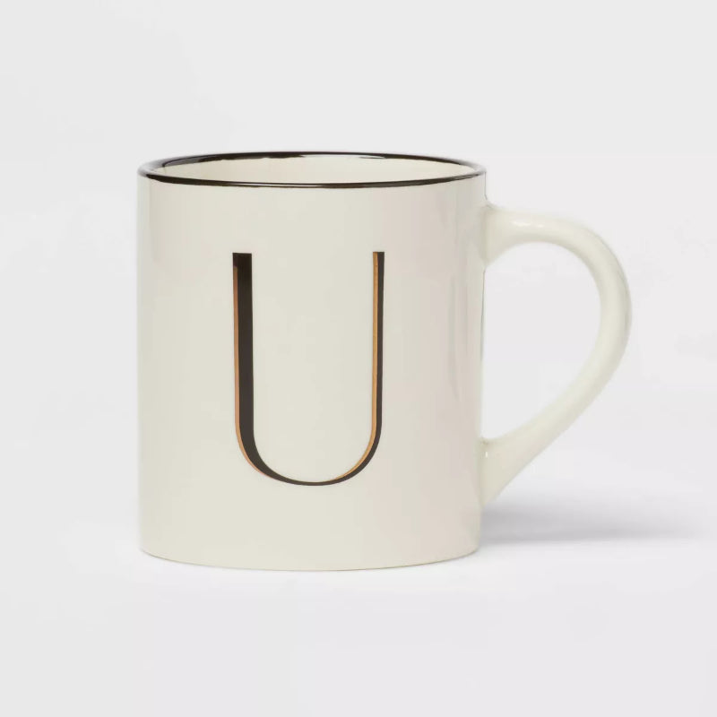 Personalized 16oz Stoneware Monogram Mug – Elegant Drinkware for Coffee & Tea