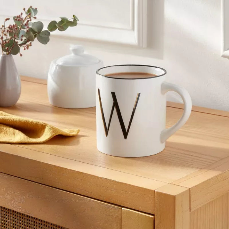 Personalized 16oz Stoneware Monogram Mug – Elegant Drinkware for Coffee & Tea