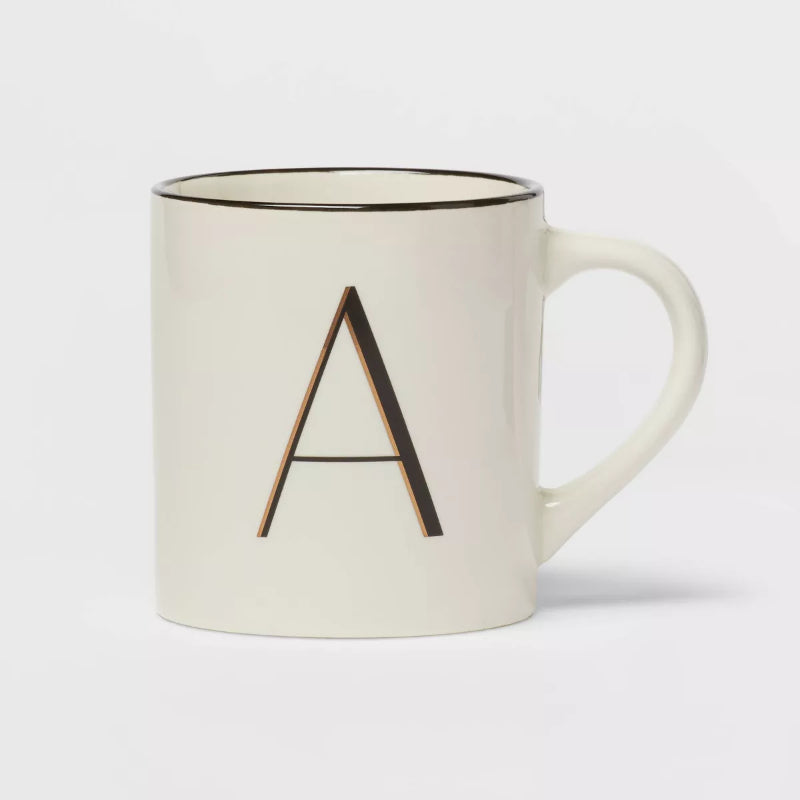 Personalized 16oz Stoneware Monogram Mug – Elegant Drinkware for Coffee & Tea