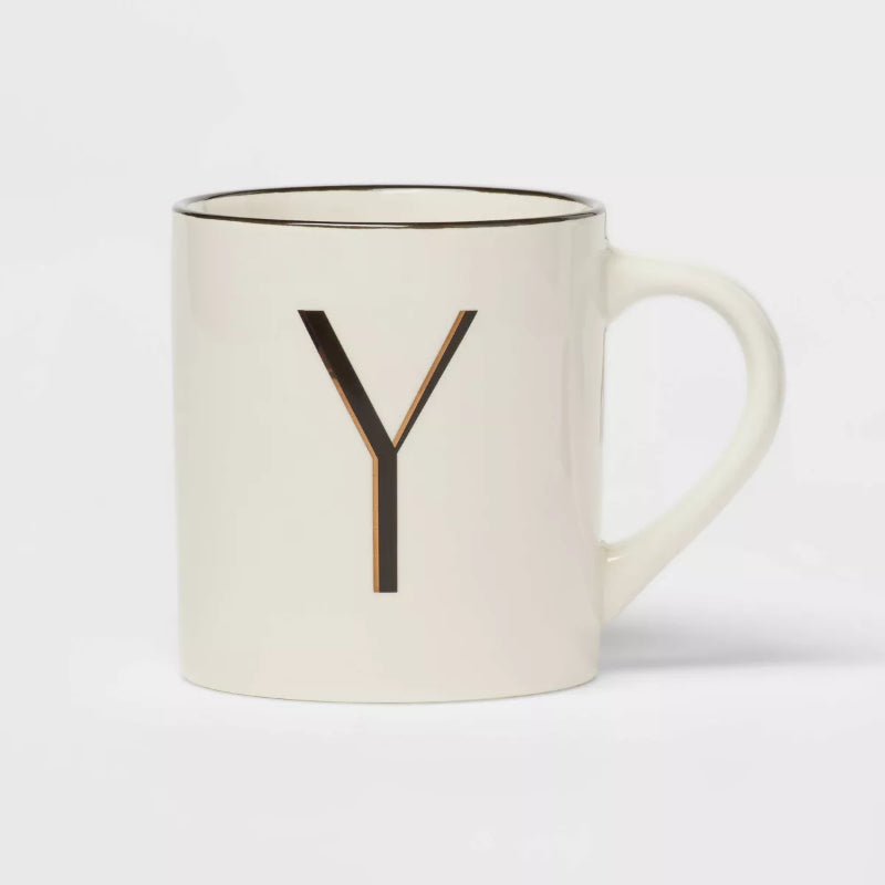 Personalized 16oz Stoneware Monogram Mug – Elegant Drinkware for Coffee & Tea