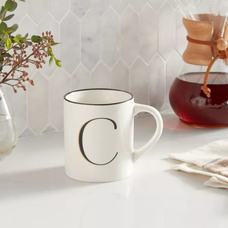 Personalized 16oz Stoneware Monogram Mug – Elegant Drinkware for Coffee & Tea