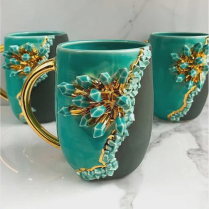 Aquamarine Design Crystal Patterned Geode Ceramic Mug